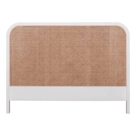 Willow Queen Bed Framehead in Mangowood White / Rattan