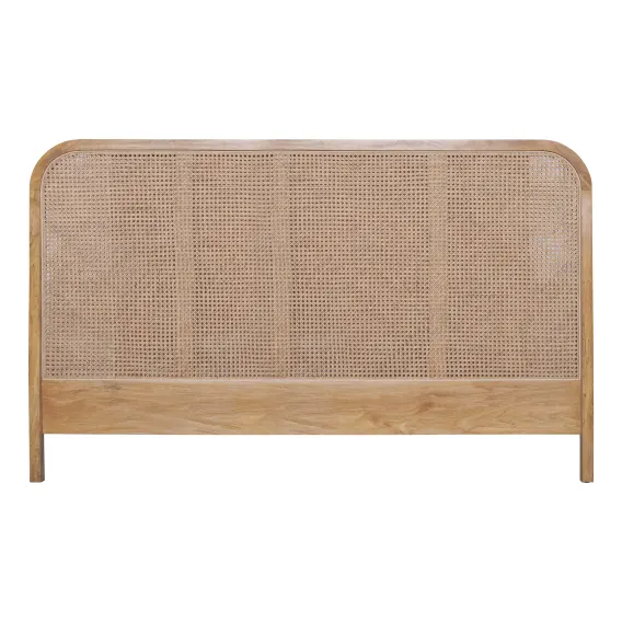 Willow King Bedhead in Mangowood Clear Lacquer / Rattan