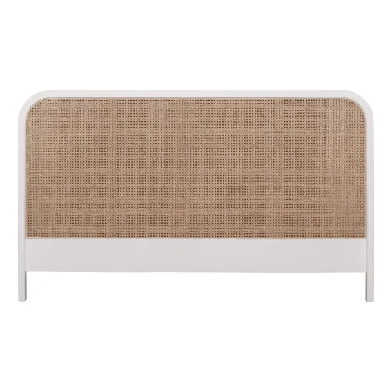 Willow King Bed Framehead in Mangowood White / Rattan