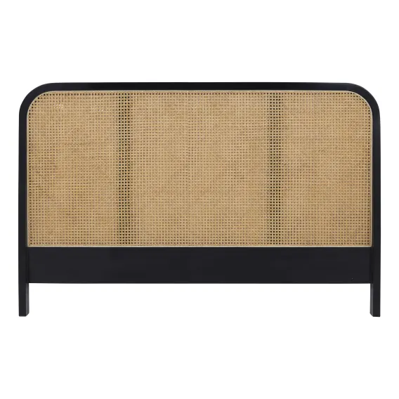 Willow King Bed Framehead in Mangowood Black / Rattan