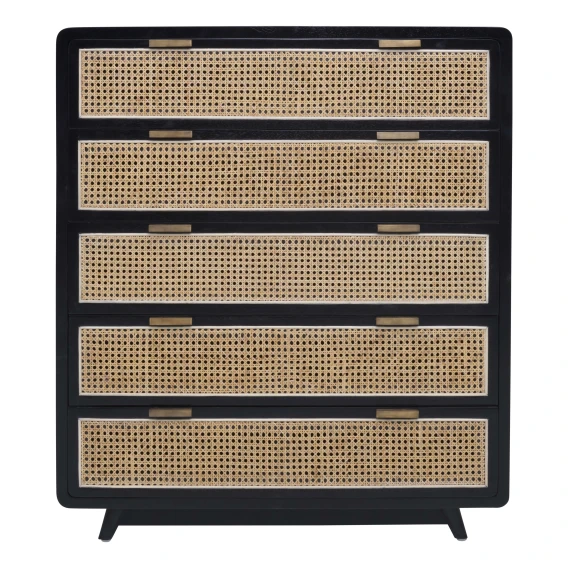 Willow Tall Boy in Mangowood Black / Rattan