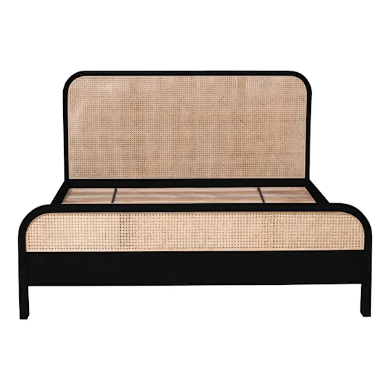 Willow King Bed Frame in Mangowood Black / Rattan
