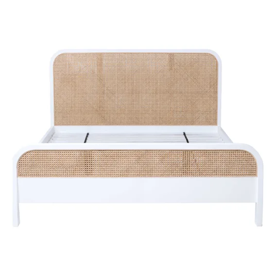 Willow King Bed Frame in Mangowood White / Rattan