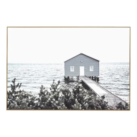 Winter Boathouse Box Framed Canvas in 92 x 62cm