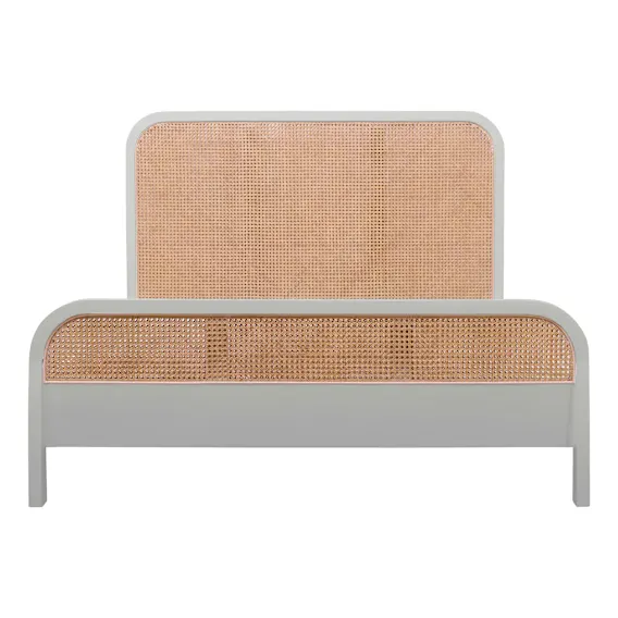 Willow Queen Bed Frame in Mangowood Grey / Rattan