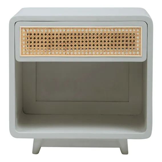 Willow Bedside Table in Mangowood Grey / Rattan