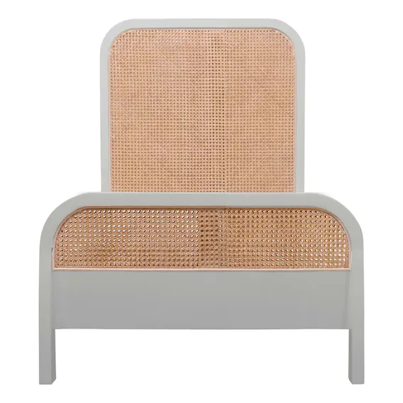 Willow Single Bed Frame in Mangowood Grey / Rattan