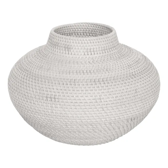 Woven Decorative Basket Low 35x26cm in White