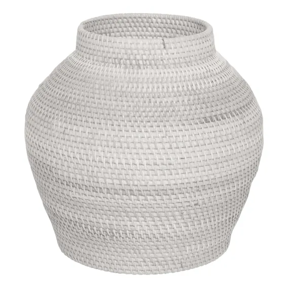 Woven Decorative Basket High 34x33cm in White