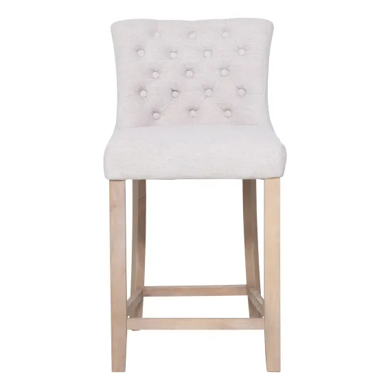 Xavier Bar Chair in Beige Fabric / Clear Lacquer