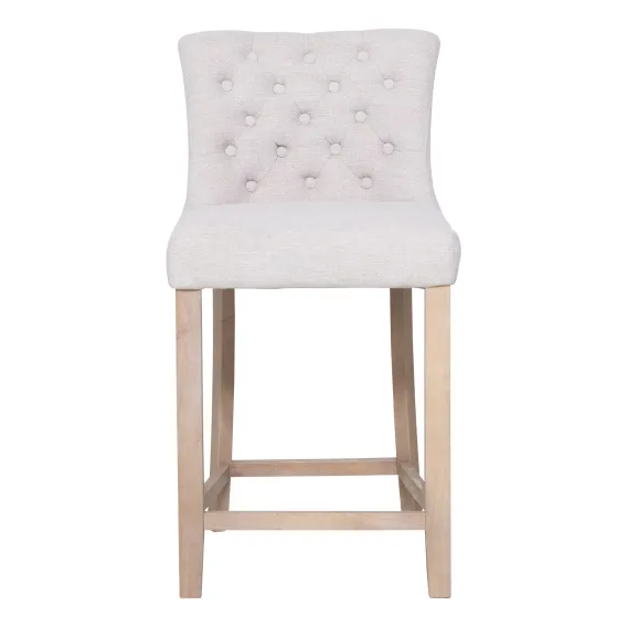 Xavier Bar Chair in Beige Fabric / Clear