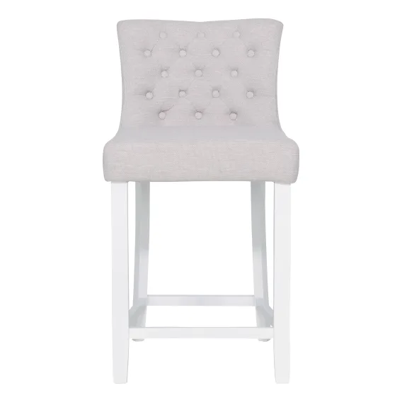 Xavier Bar Chair in Beige Fabric / White