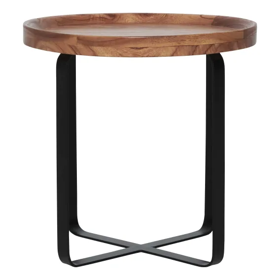 Zambia Round Low Side Table 45cm in Natural / Black