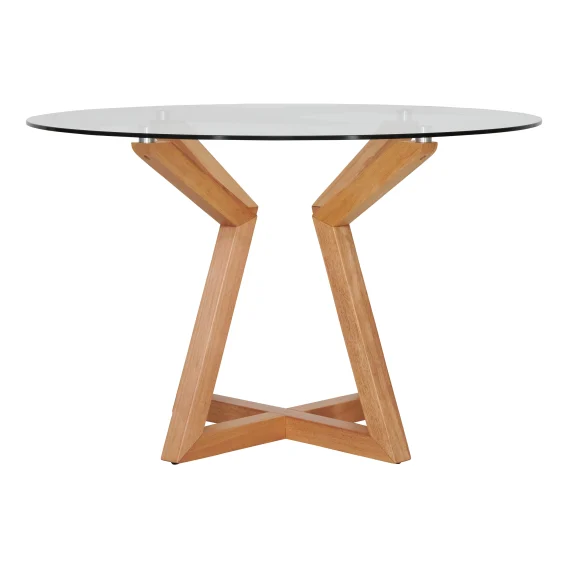 Zara Round Dining Table 120cm in Glass / Clear Lacquer